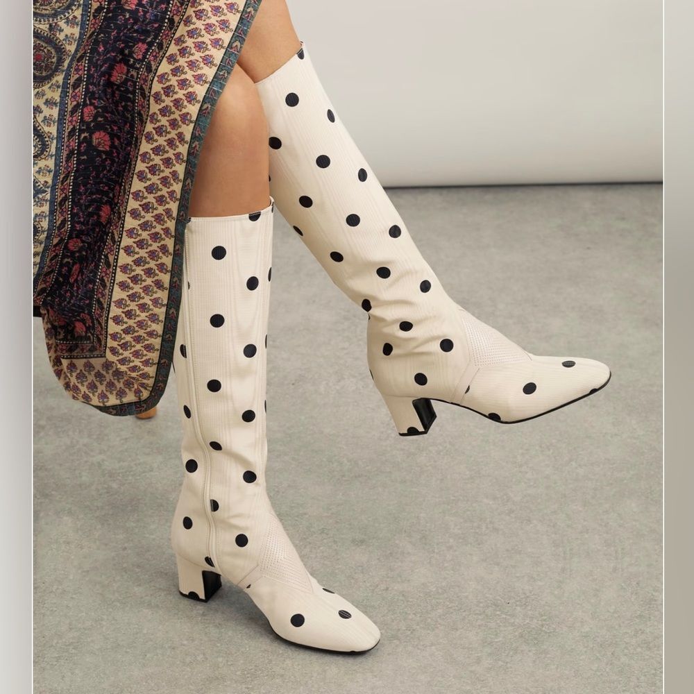 Valentino Garavani Equivoque Tall Polka Dot Boots size 37